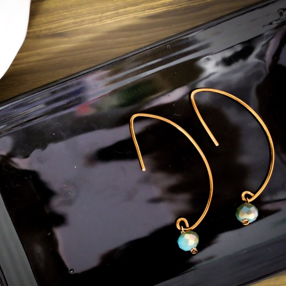 Elegant Gold Hoop Earrings with Blue Accents